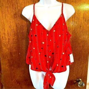 Mod on Trend cropped top! SizeL! NWT! Red/ with black and white polka dots!